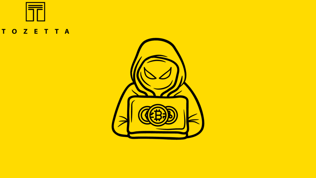 Hacker die cryptojacking uitvoert